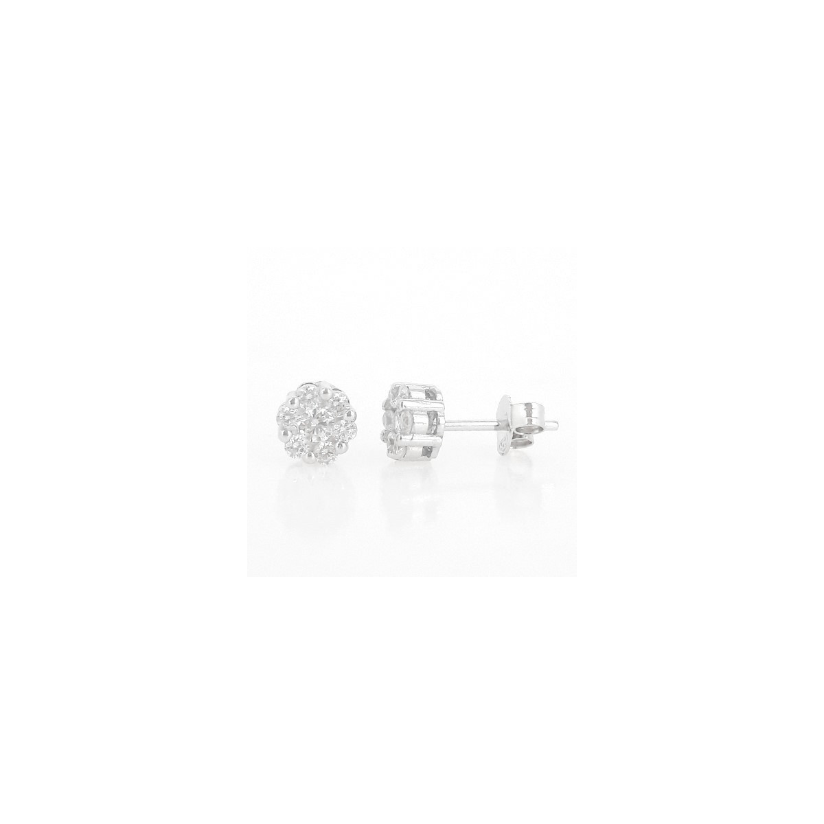 PENDIENTES ROSETON PLATA Y CIRCONITAS