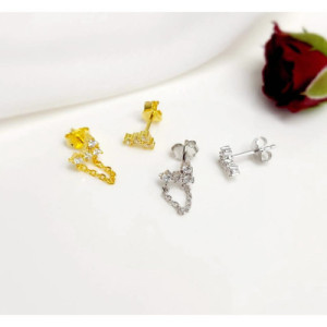 PENDIENTES PLATA BAÑADA Y CIRCONITAS