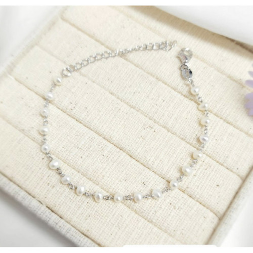 PULSERA PLATA Y PERLITAS NATURALES