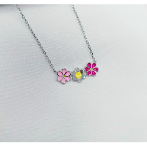 PULSERA FLORES PLATA CON ESMALTE