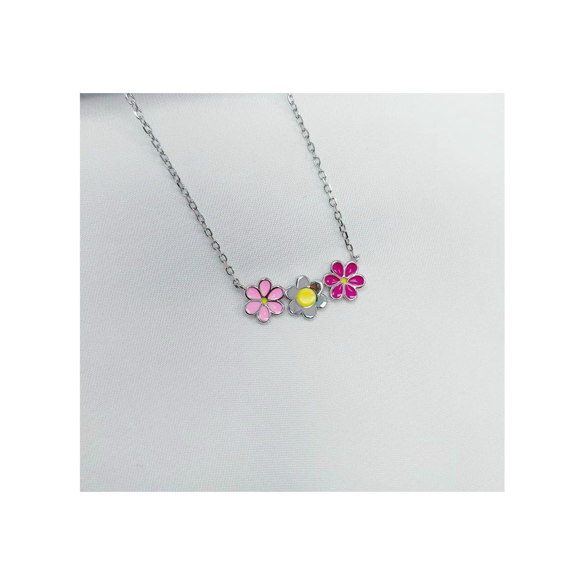 PULSERA FLORES PLATA CON ESMALTE