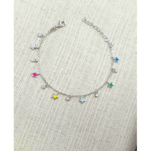 PULSERA PLATA ESTRELLITAS CON ESMALTE