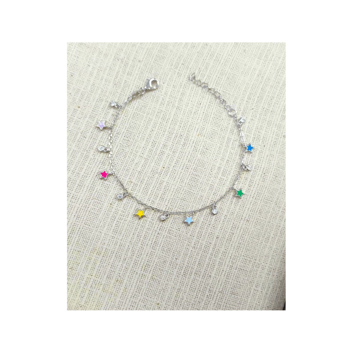 PULSERA PLATA ESTRELLITAS CON ESMALTE