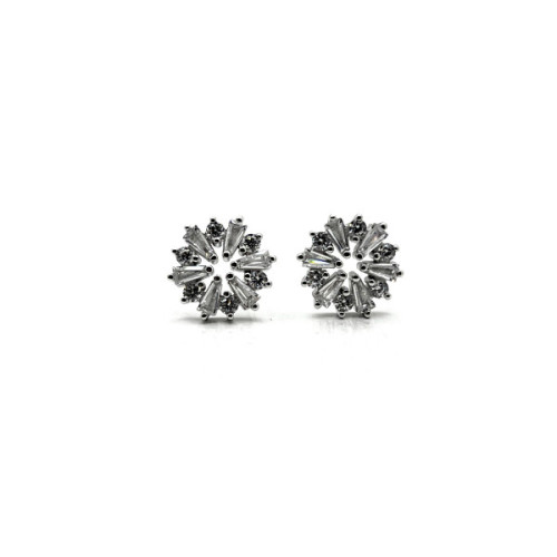 PENDIENTES PLATA Y CIRCONITAS ROSETON