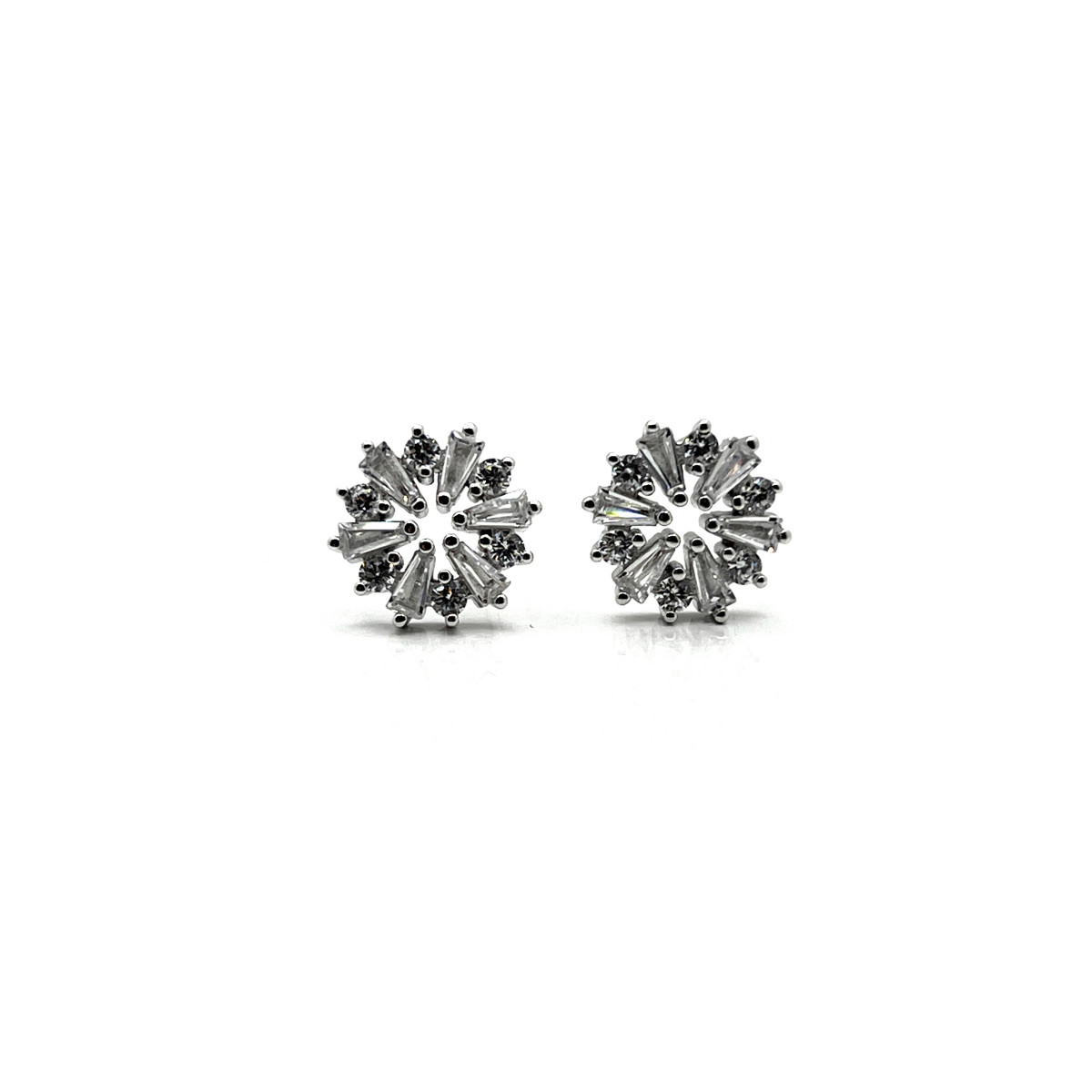 PENDIENTES PLATA Y CIRCONITAS ROSETON