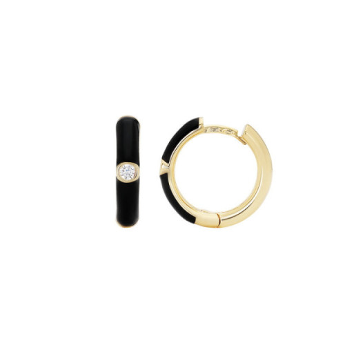 AROS PLATA BAÑADA EN ORO Y ESMALTE NEGRO