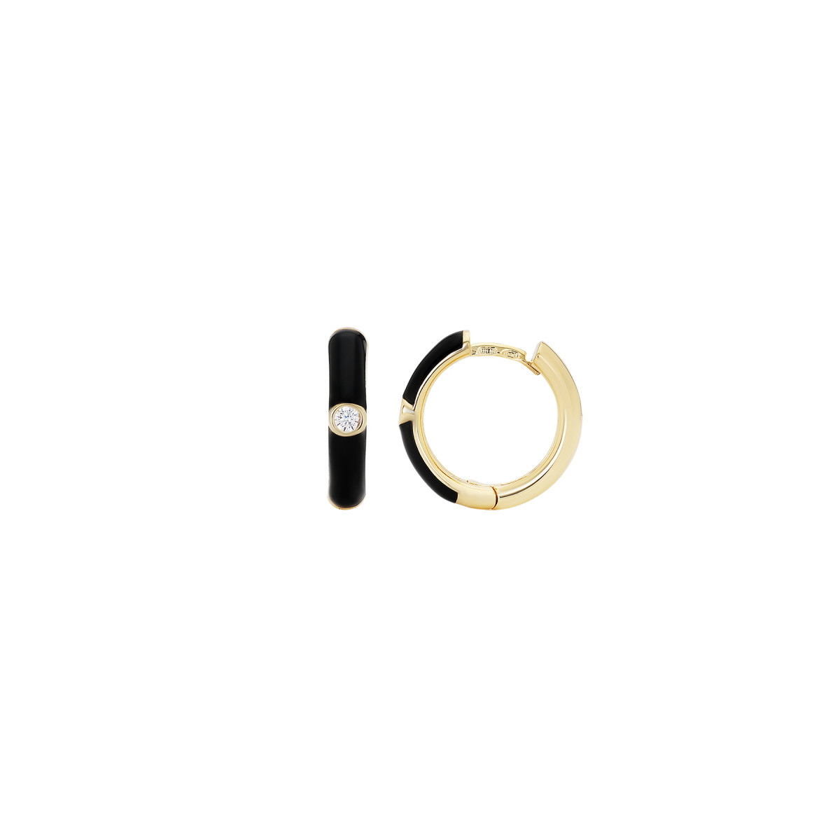 AROS PLATA BAÑADA EN ORO Y ESMALTE NEGRO