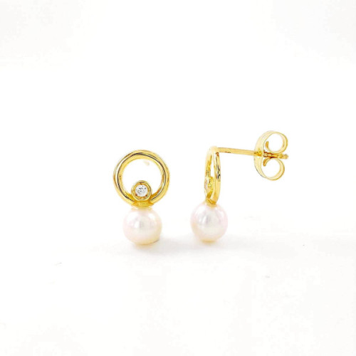 PTES ORO REDONDO CIRCONITAS Y PERLAS