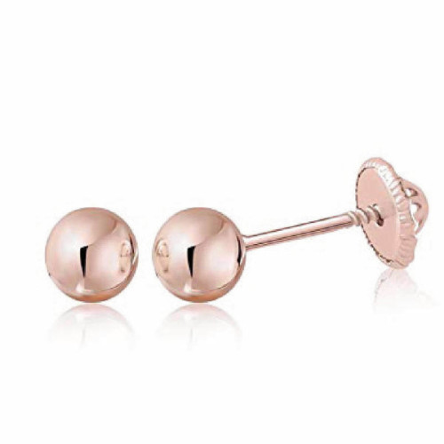 PENDIENTES BEBE ORO ROSA 3 MM
