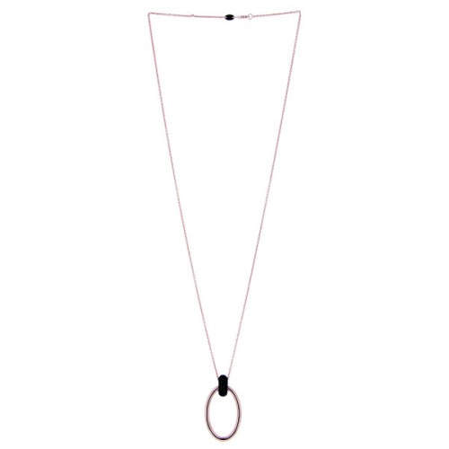 COLLAR POLCORE PLATA ROSA POLVO NEGRO