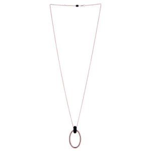 COLLAR POLCORE PLATA ROSA POLVO NEGRO