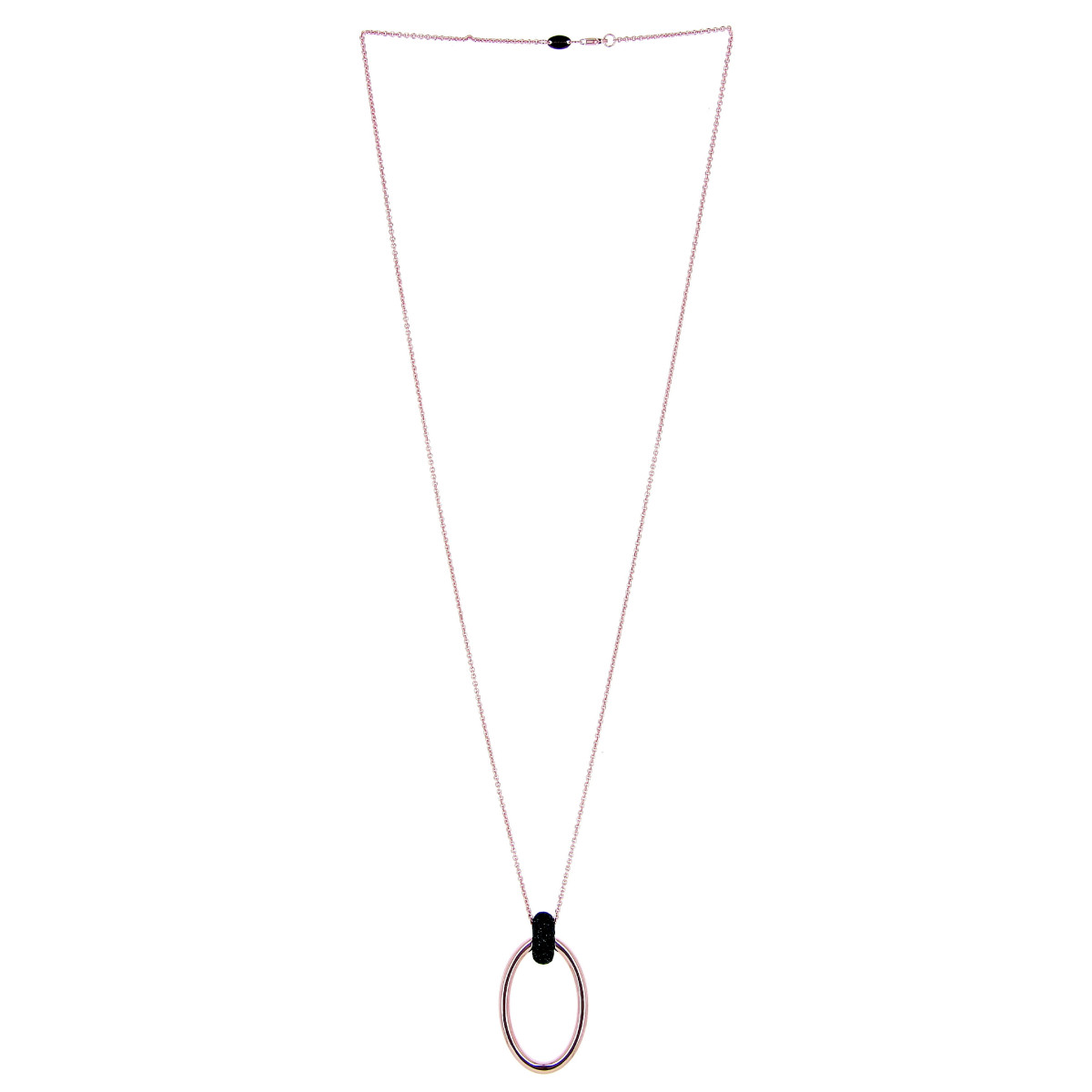 COLLAR POLCORE PLATA ROSA POLVO NEGRO