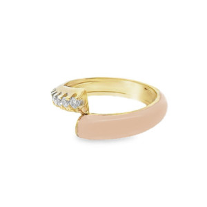 ANILLO PLATA BAÑADO EN ORO ESMALTE BEIGE
