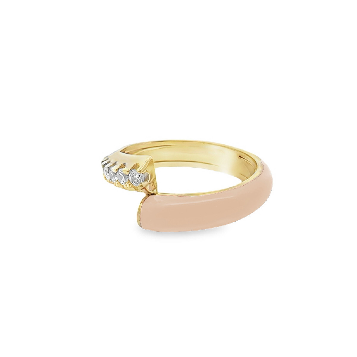 ANILLO PLATA BAÑADO EN ORO ESMALTE BEIGE