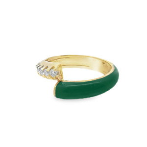 ANILLO PLATA BAÑADO EN ORO ESMALTE VERDE
