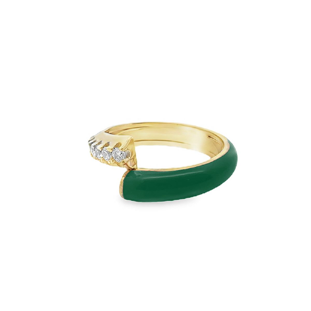 ANILLO PLATA BAÑADO EN ORO ESMALTE VERDE
