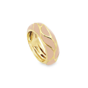ANILLO PLATA BAÑADO EN ORO ESMALTE BEIGE