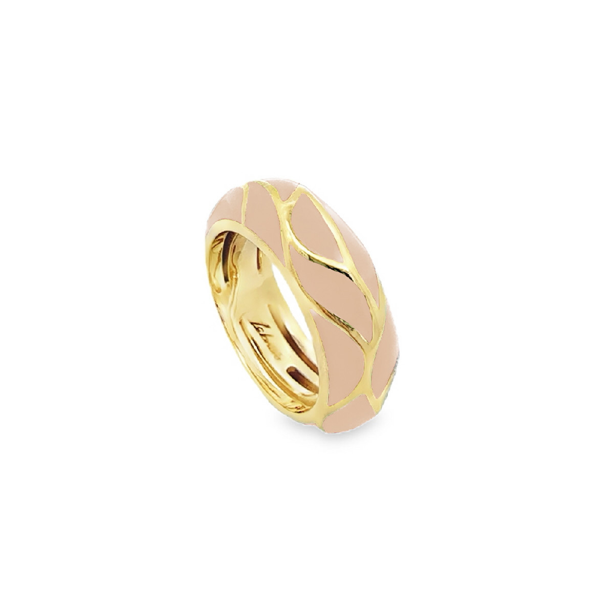 ANILLO PLATA BAÑADO EN ORO ESMALTE BEIGE