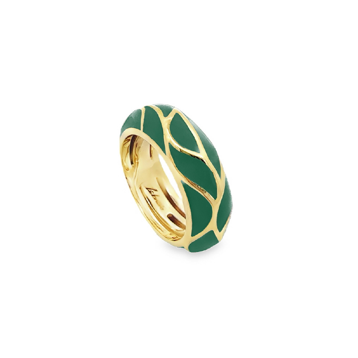 ANILLO PLATA BAÑADO EN ORO ESMALTE VERDE