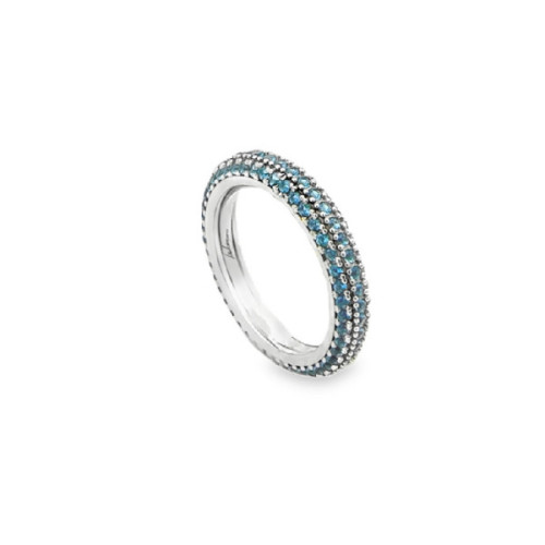 ANILLO PLATA Y CIRCONITAS AZULES