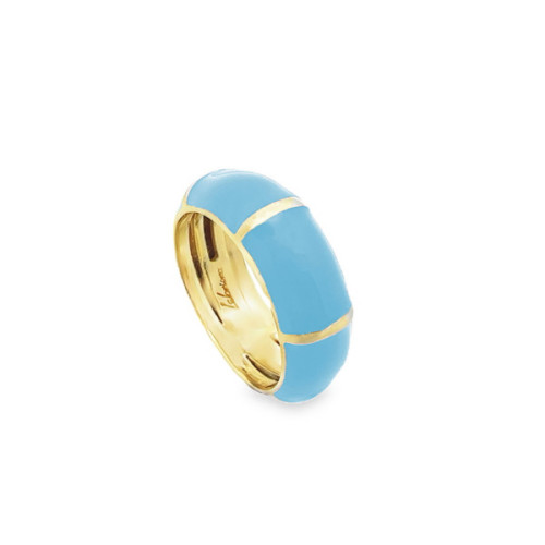ANILLO PLATA BAÑADA ORO ESMALTE A. CIELO