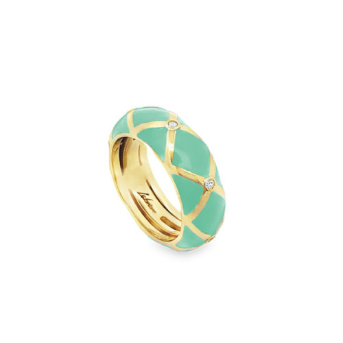 ANILLO PLATA BAÑADA ORO Y ESMALTE V.AGUA