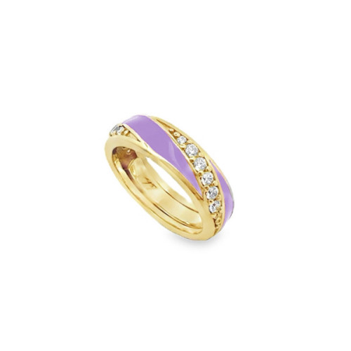 ANILLO PLATA BAÑADA O/ROSA ESMALTE LILA