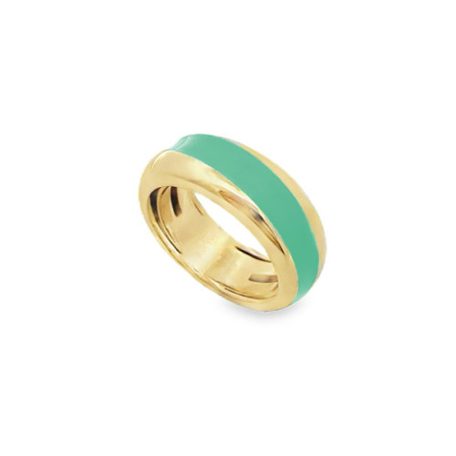 ANILLO PLATA BAÑADA ORO Y ESMALTE V.AGUA
