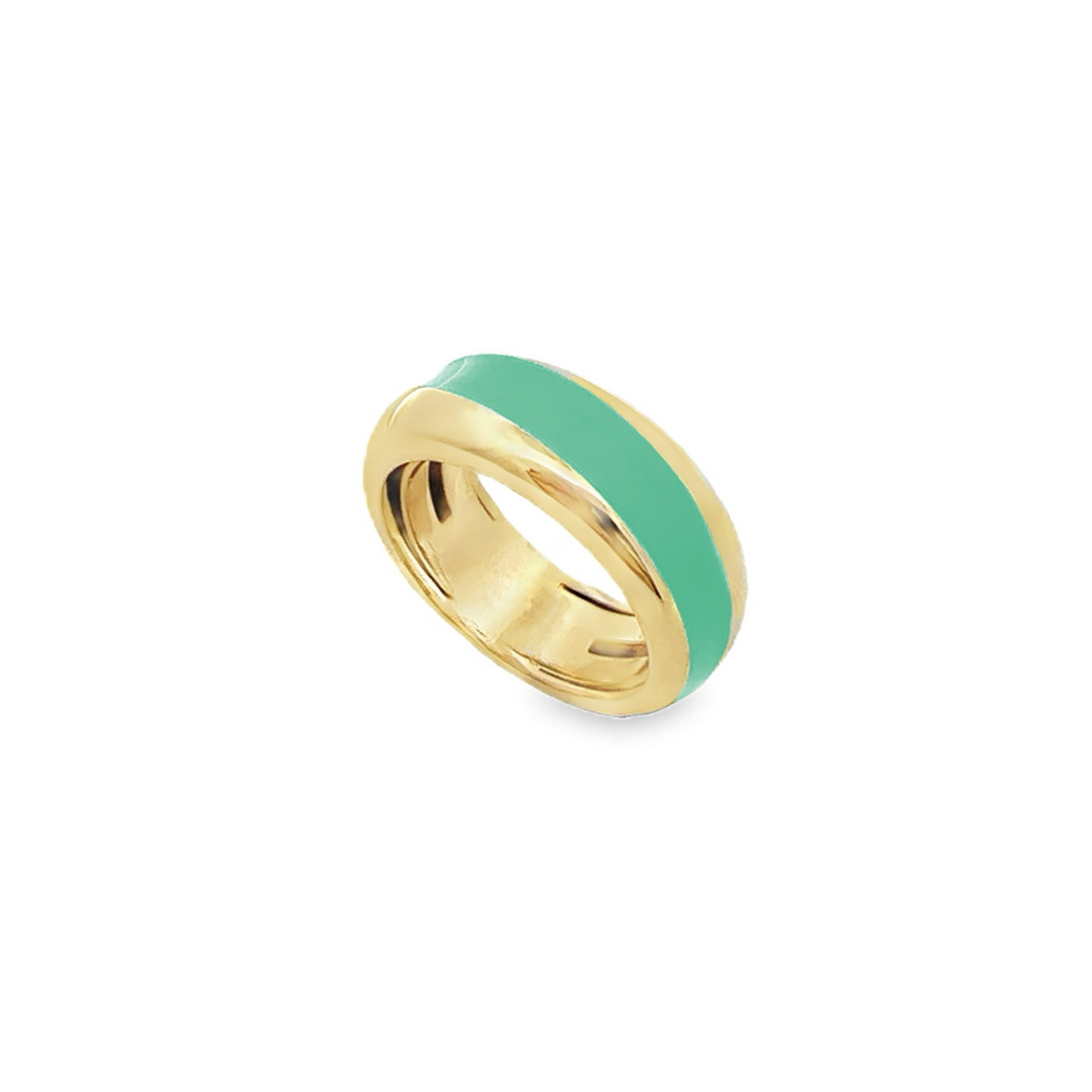 ANILLO PLATA BAÑADA ORO Y ESMALTE V.AGUA