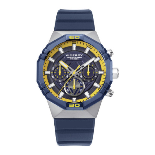 RELOJ CRONO ACERO IP AZUL CORREA VICEROY