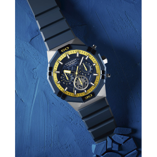 RELOJ CRONO ACERO IP AZUL CORREA VICEROY