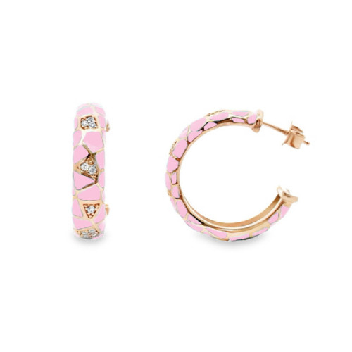 AROS PLATA BAÑADA O/ROSA Y ESMALTE ROSA