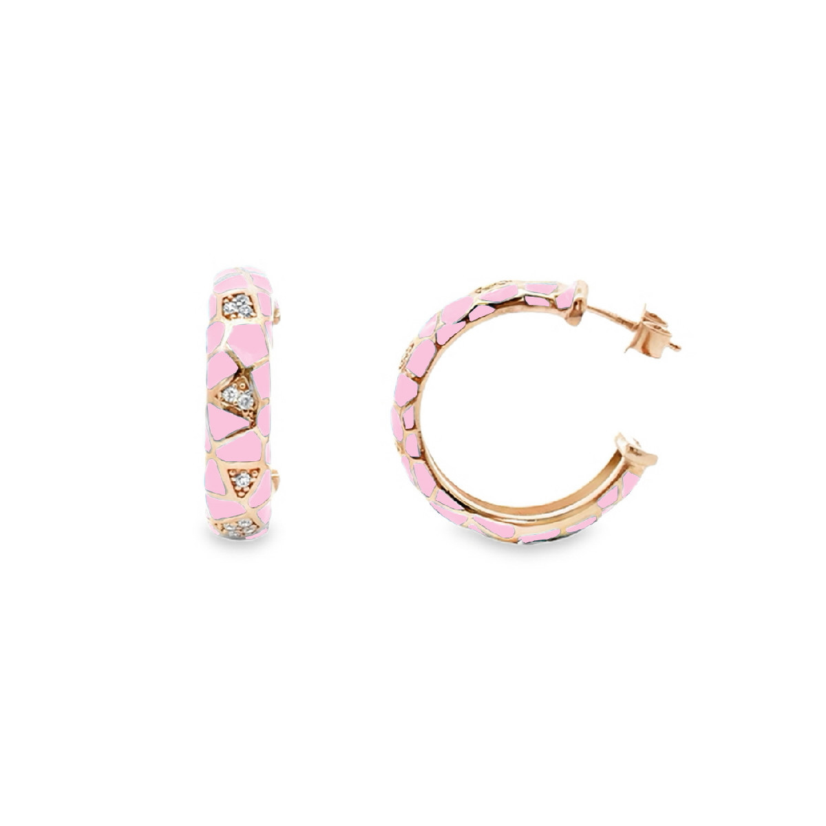 AROS PLATA BAÑADA O/ROSA Y ESMALTE ROSA