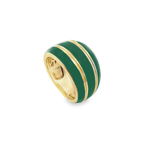 ANILLO PLATA BAÑADA ORO Y ESMALTE VERDE