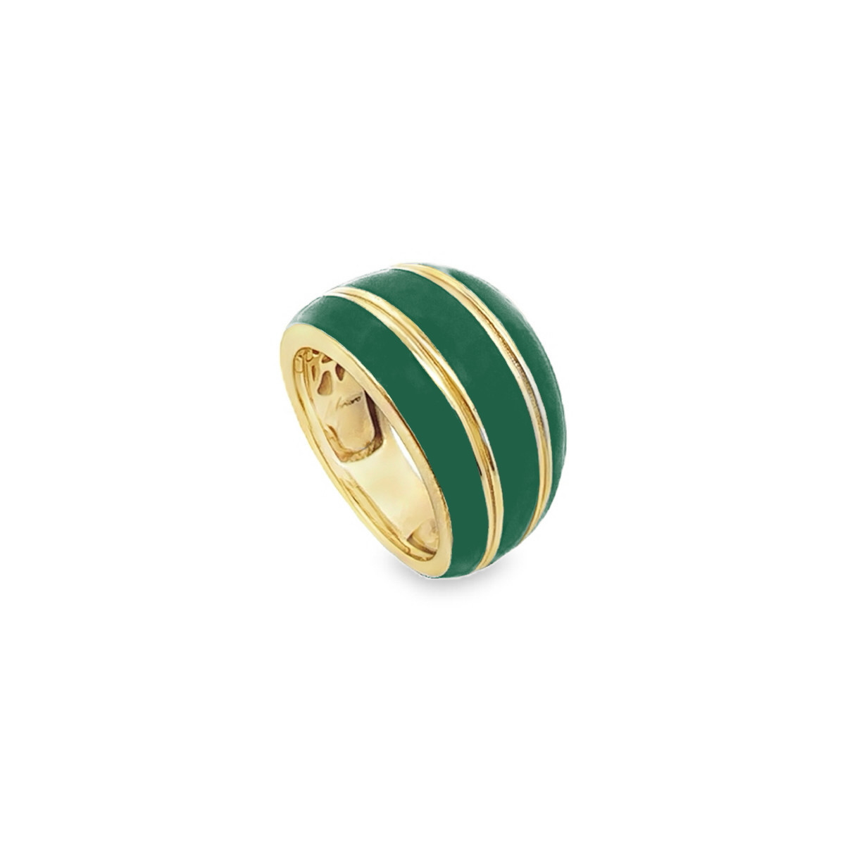 ANILLO PLATA BAÑADA ORO Y ESMALTE VERDE