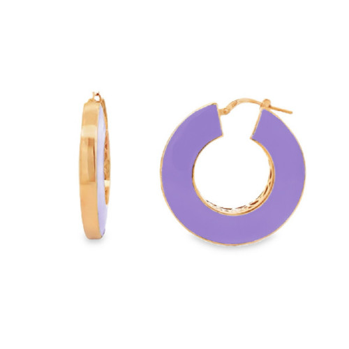 AROS PLATA BAÑADO O/ROSA Y ESMALTE LILA