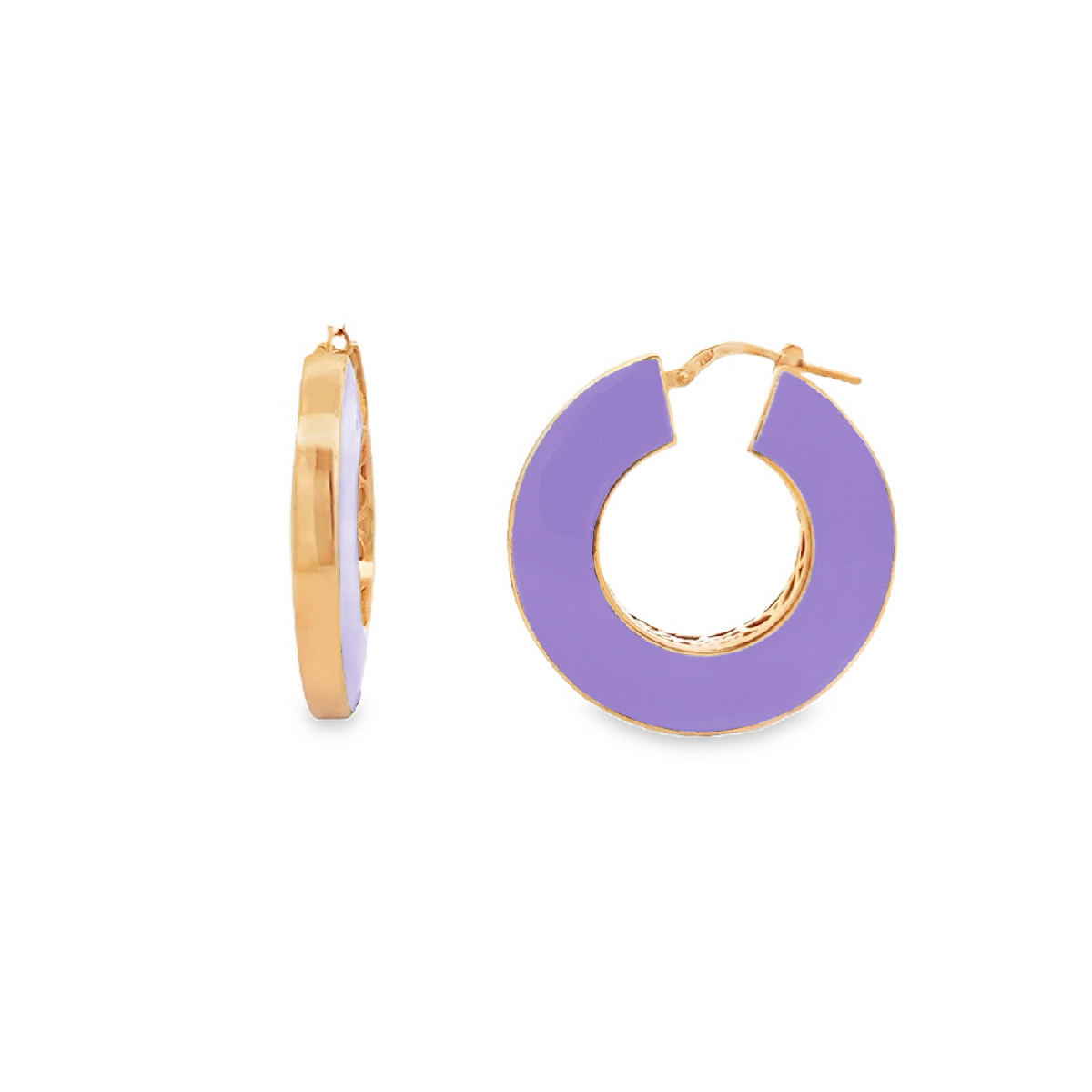 AROS PLATA BAÑADO O/ROSA Y ESMALTE LILA