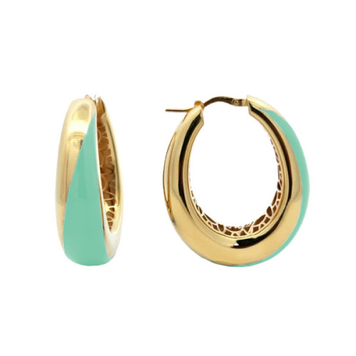 AROS PLATA BAÑADO ORO Y ESMALTE V.AGUA