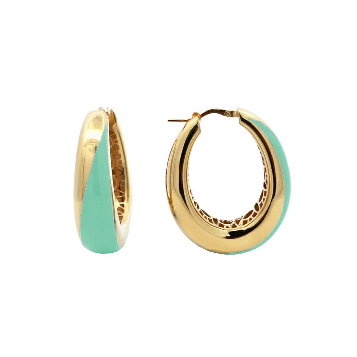AROS PLATA BAÑADO ORO Y ESMALTE V.AGUA