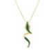 COLLAR PLATA BAÑADO ORO Y ESMALTE VERDE