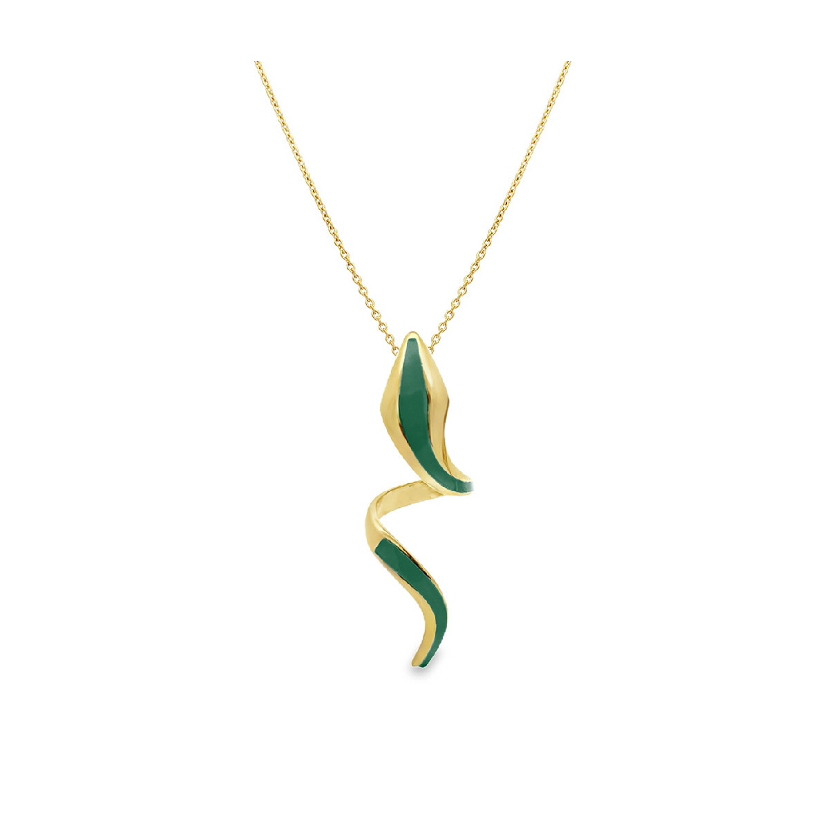 COLLAR PLATA BAÑADO ORO Y ESMALTE VERDE