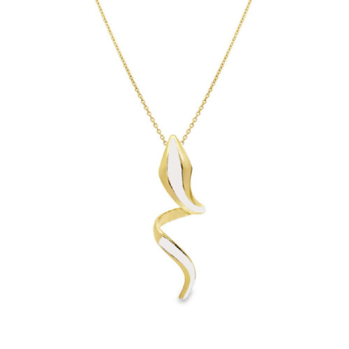 COLLAR PLATA BAÑADO ORO Y ESMALTE BCO