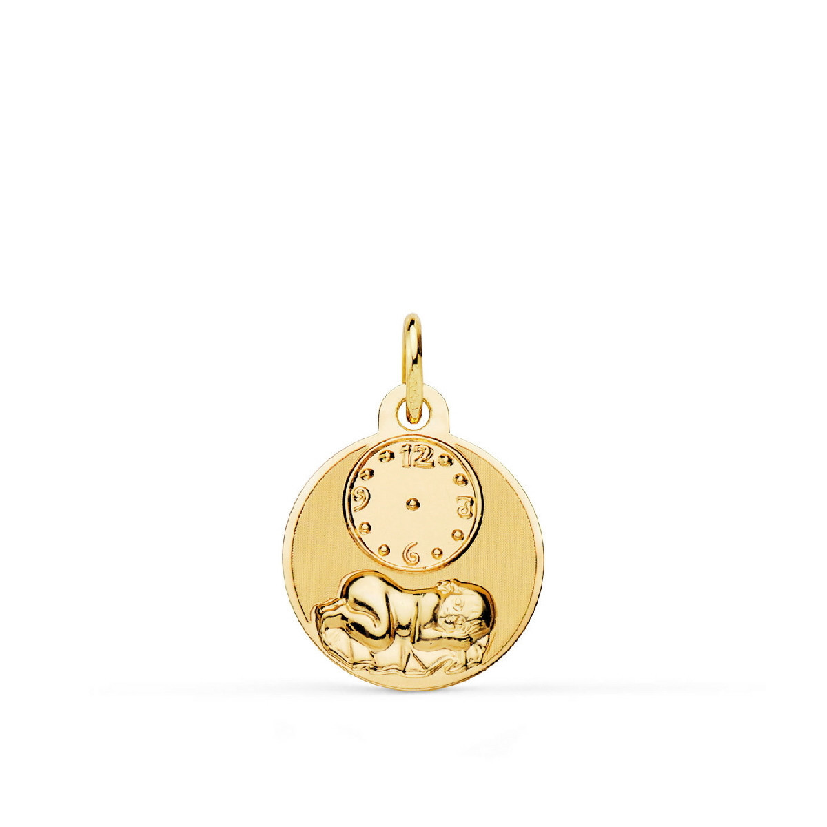 MEDALLA ORO NIÑO HORA LIGERO 15 MM