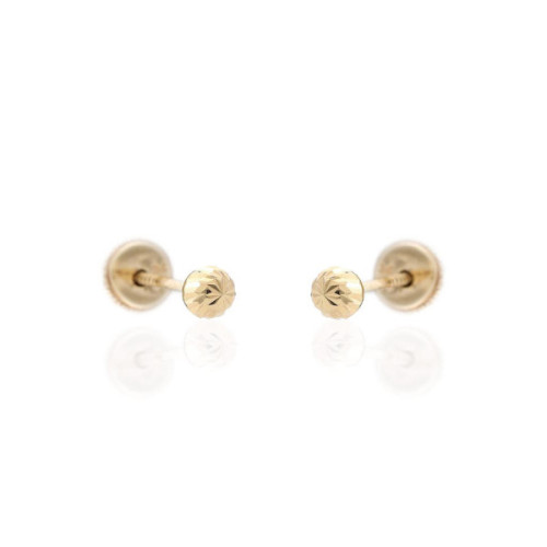 PENDIENTES ORO BEBE BOLAS FACETADAS