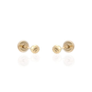 PENDIENTES ORO BEBE BOLAS FACETADAS