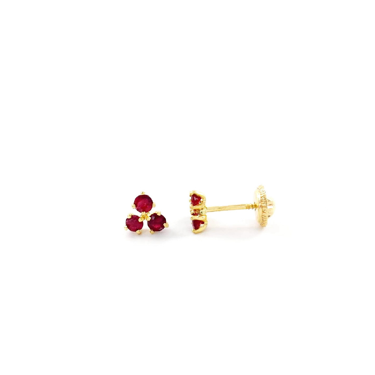 PENDIENTES BEBE ORO TREBOL RUBI