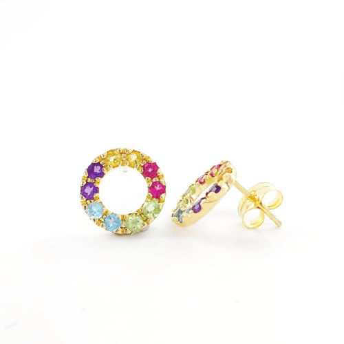 PENDIENTES ORO Y PIEDRAS SEMIPRECIOSAS