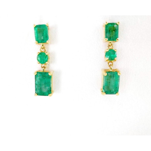 PENDIENTES ORO LARGOS ESMERALDAS