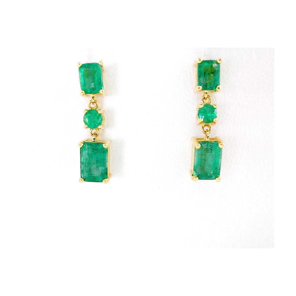 PENDIENTES ORO LARGOS ESMERALDAS