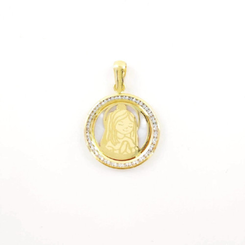 MEDALLA VIRGEN NIÑA NACAR Y CIRCONITAS